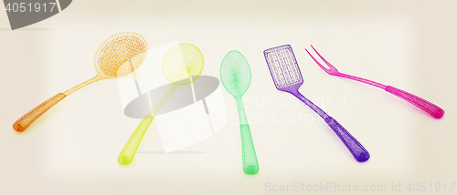 Image of cutlery. 3D illustration. Vintage style.