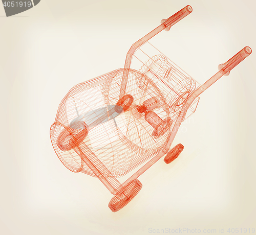 Image of Concrete mixer. 3D illustration. Vintage style.