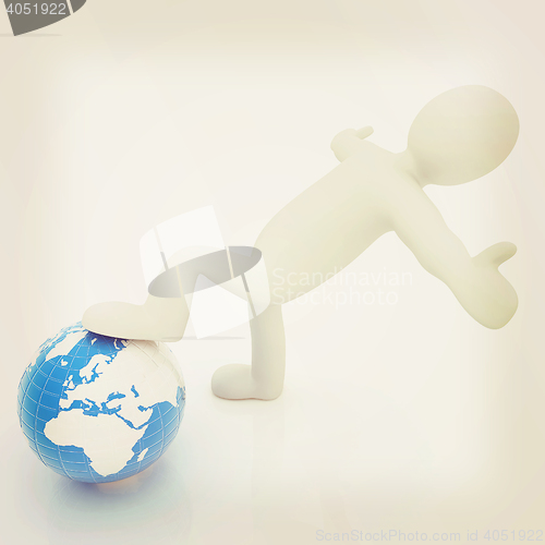 Image of 3d man and earth. Global business concept: the whole earth at my