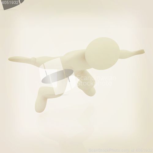 Image of Flying 3d man on white background. 3D illustration. Vintage styl