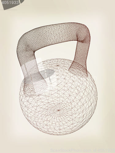 Image of dumbbell. 3D illustration. Vintage style.