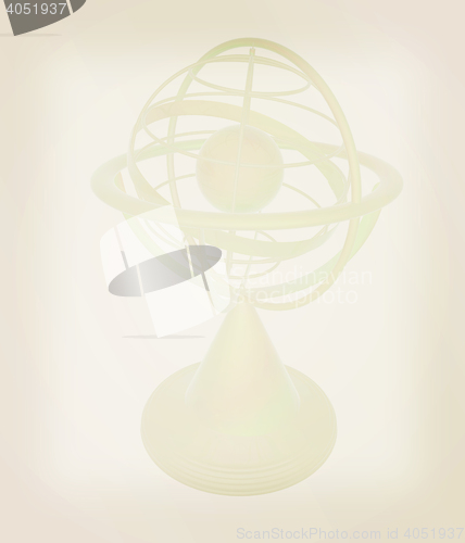 Image of Terrestrial globe model . 3D illustration. Vintage style.