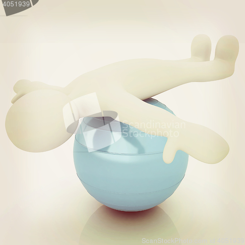 Image of 3d man exercising position on fitness ball. My biggest pilates s