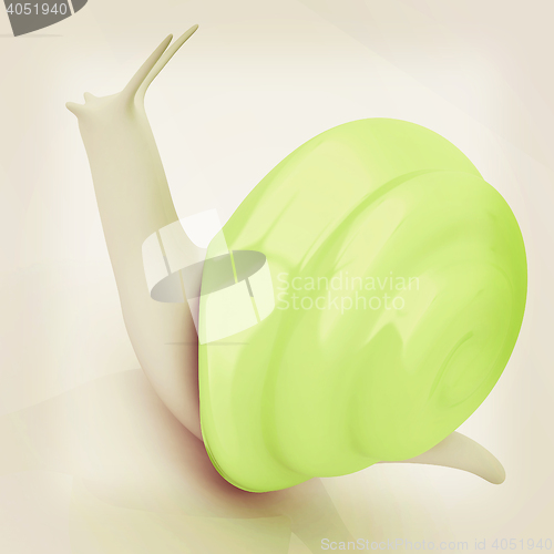 Image of 3d fantasy animal, snail on white background . 3D illustration. 