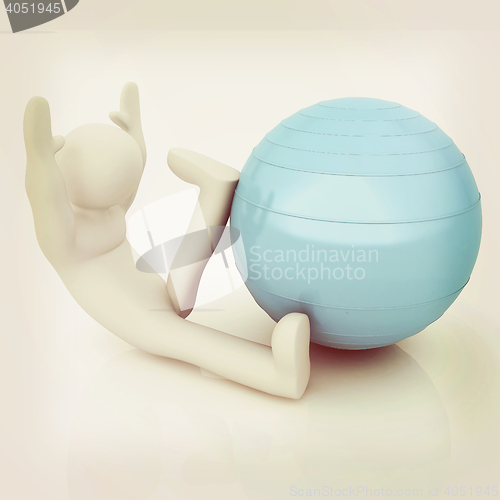 Image of 3d man exercising position on fitness ball. My biggest pilates s