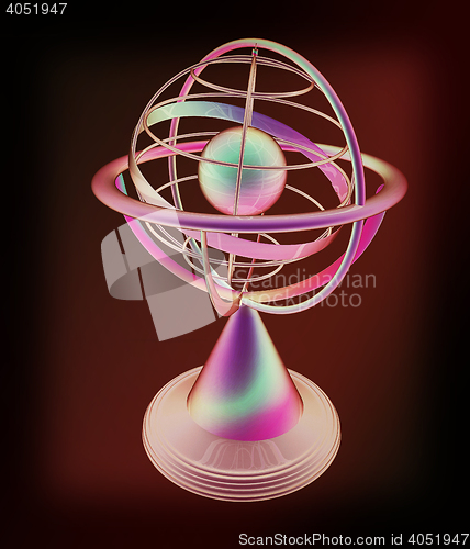 Image of Terrestrial globe model . 3D illustration. Vintage style.