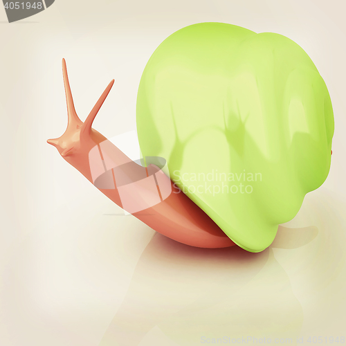 Image of 3d fantasy animal, snail on white background . 3D illustration. 