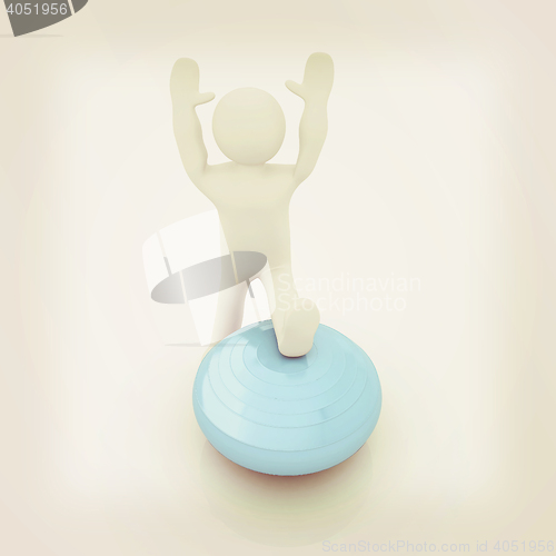 Image of 3d man exercising position on fitness ball. My biggest pilates s