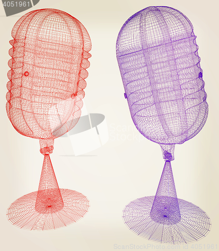 Image of microphones. 3D illustration. Vintage style.