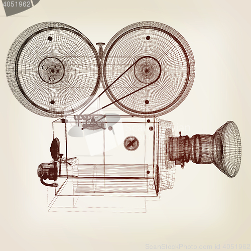 Image of Old camera. 3d render. 3D illustration. Vintage style.
