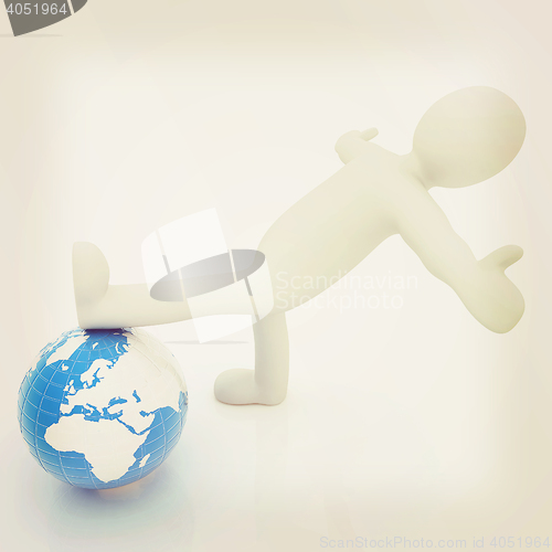 Image of 3d man and earth. Global business concept: the whole earth at my