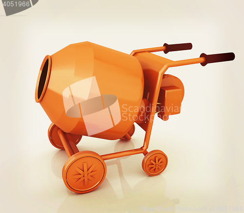 Image of Concrete mixer. 3D illustration. Vintage style.