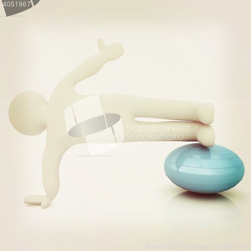 Image of 3d man exercising position on fitness ball. My biggest pilates s