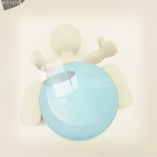 Image of 3d man exercising position on fitness ball. My biggest pilates s