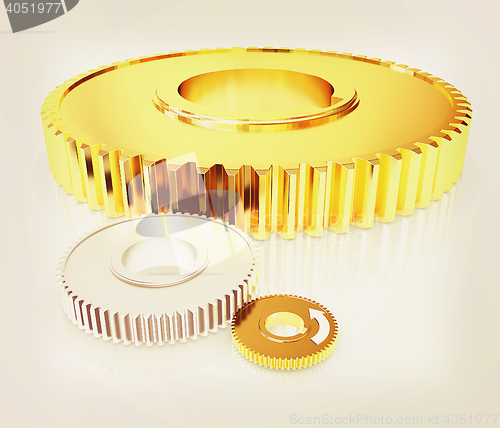 Image of Gear wheels. 3D illustration. Vintage style.