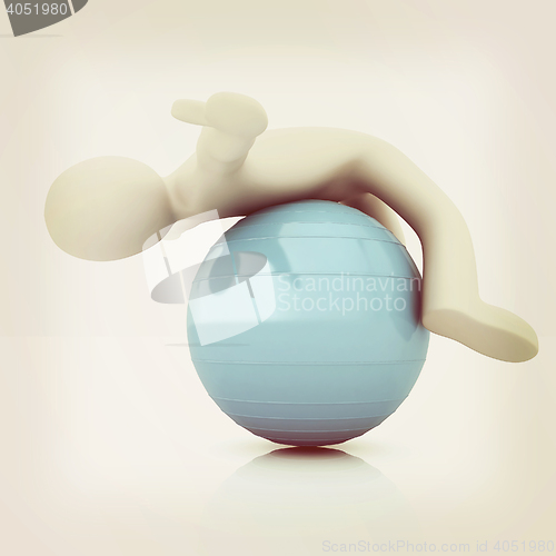 Image of 3d man exercising position on fitness ball. My biggest pilates s