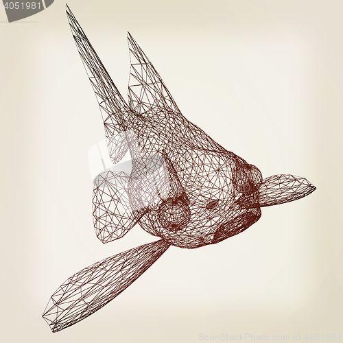 Image of Fish. 3D illustration. Vintage style.