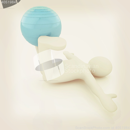 Image of 3d man exercising position on fitness ball. My biggest pilates s