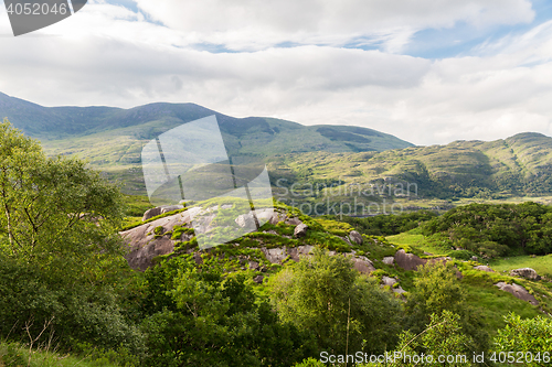 Image of view to Killarney National Park hills in ireland