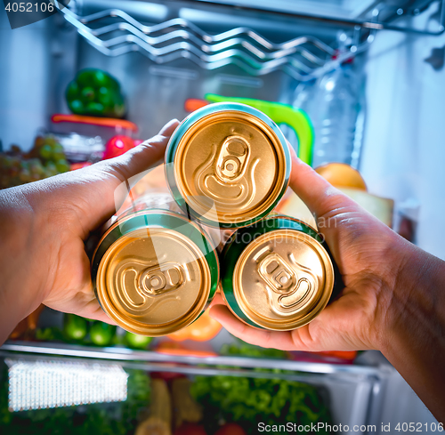 Image of Man taking beer from a fridge