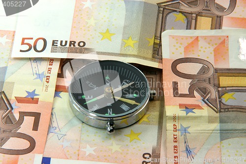 Image of compass and money