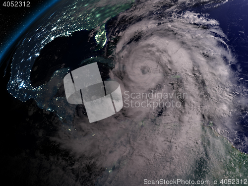 Image of Hurricane Matthew at night