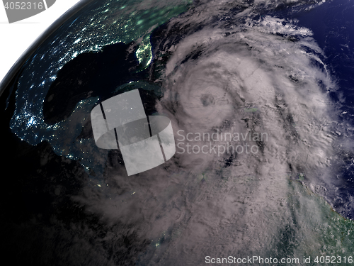 Image of Hurricane Matthew at night