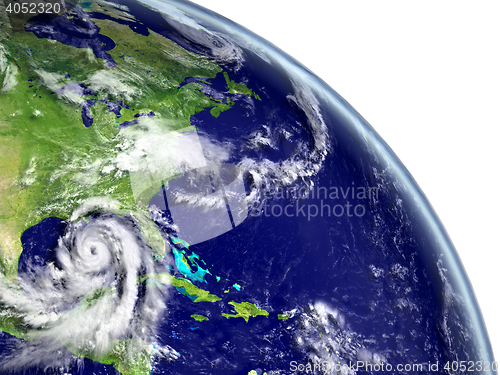 Image of Hurricane Matthew near coastline