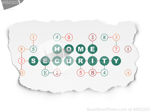 Image of Safety concept: Home Security on Torn Paper background