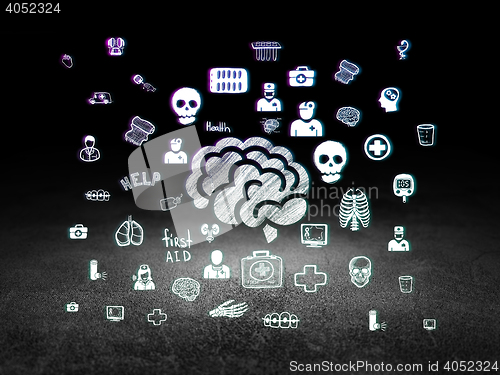 Image of Healthcare concept: Brain in grunge dark room
