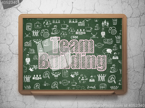 Image of Finance concept: Team Building on School board background