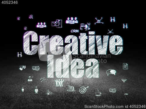 Image of Finance concept: Creative Idea in grunge dark room