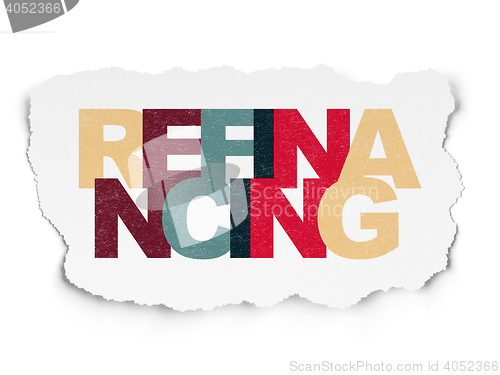 Image of Finance concept: Refinancing on Torn Paper background