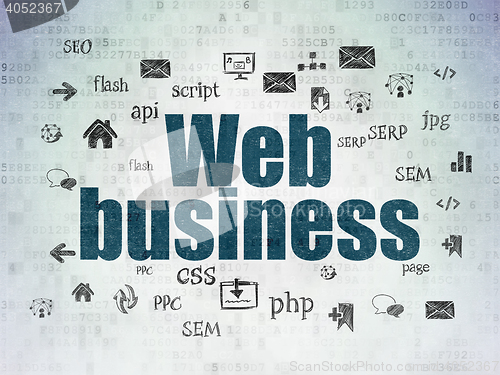 Image of Web development concept: Web Business on Digital Data Paper background