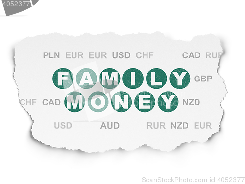 Image of Money concept: Family Money on Torn Paper background