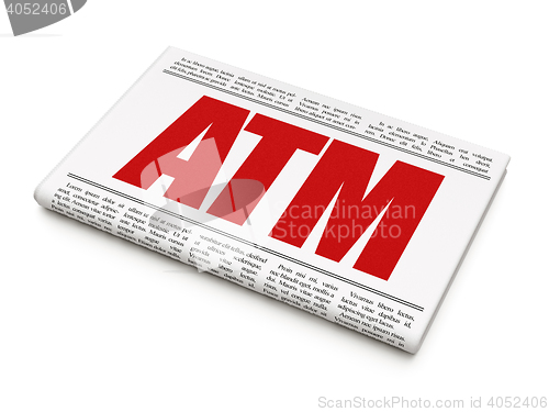 Image of Money concept: newspaper headline ATM