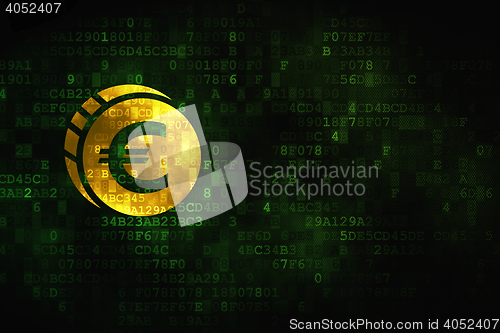 Image of Currency concept: Euro Coin on digital background