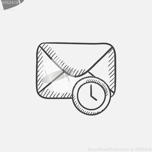 Image of Envelope mail with clock sketch icon.