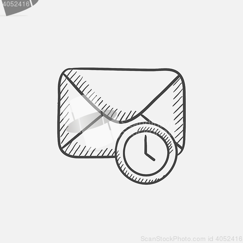 Image of Envelope mail with clock sketch icon.