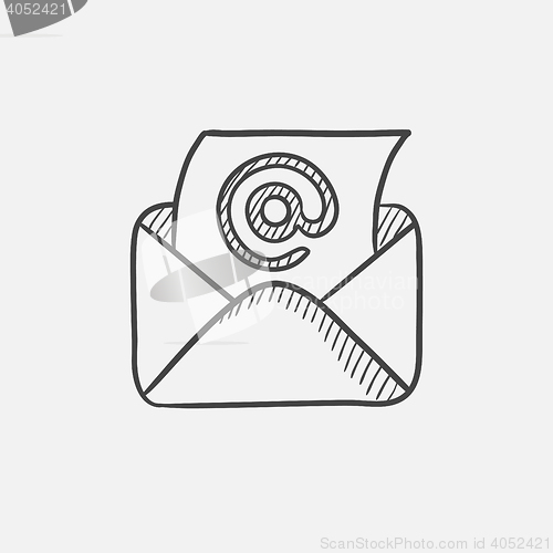 Image of Email envelope with paper sheet sketch icon.