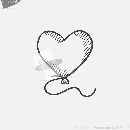 Image of Heart balloon sketch icon.