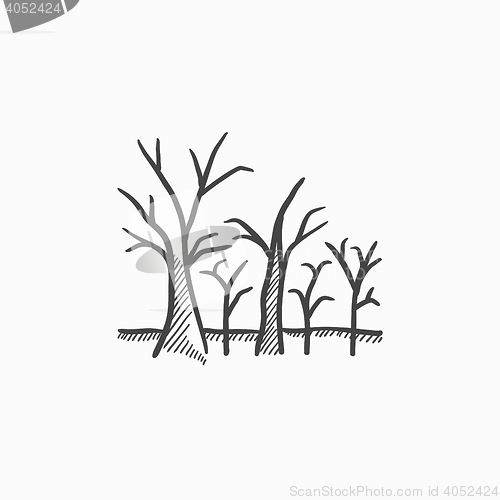 Image of Tree with bare branches sketch icon.