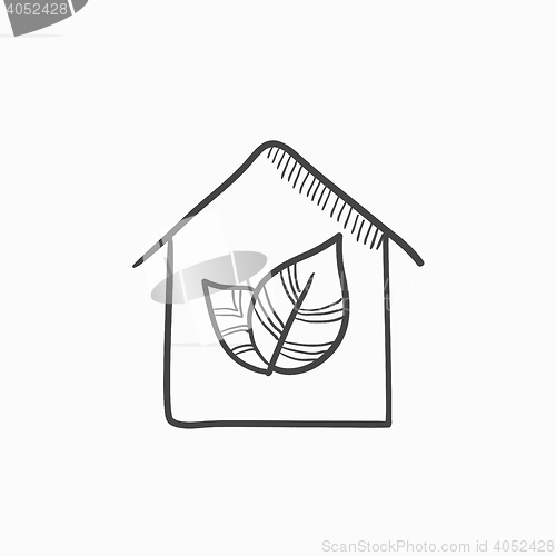 Image of Eco-friendly house sketch icon.