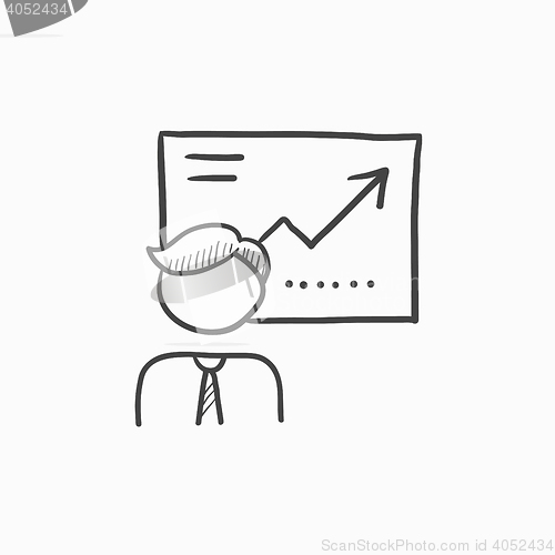 Image of Businessman with infographic sketch icon.