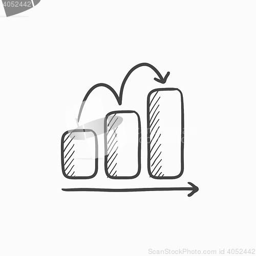 Image of Bar chart upward sketch icon.
