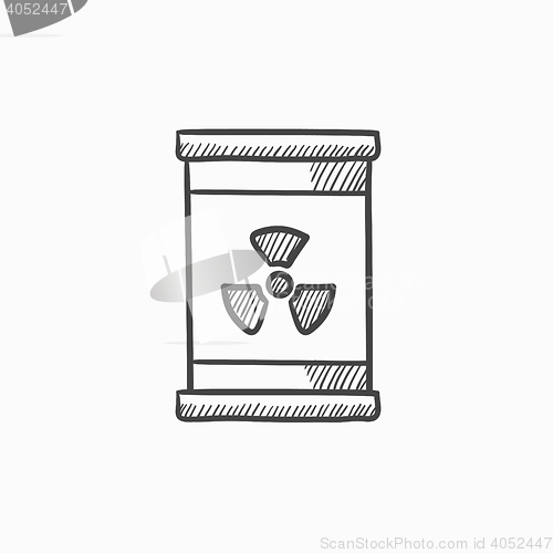 Image of Barrel with ionizing radiation sign sketch icon.