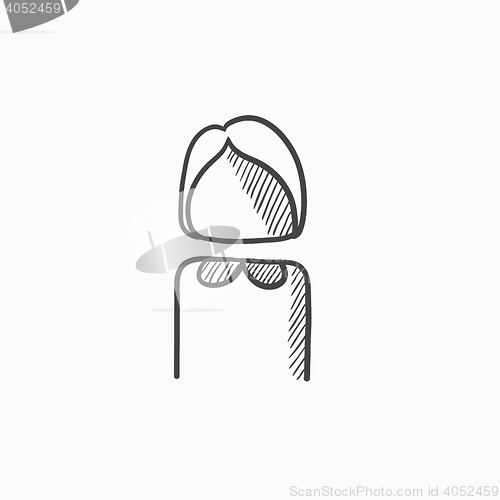 Image of Business woman sketch icon.