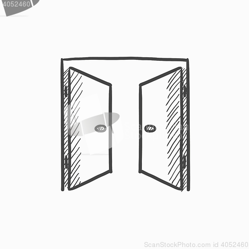 Image of Open doors sketch icon.