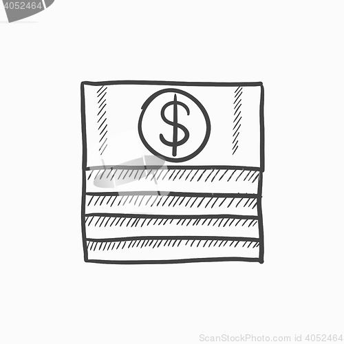 Image of Stack of dollar bills sketch icon.