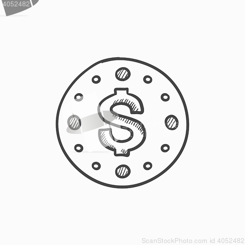 Image of Wall clock with dollar symbol sketch icon.